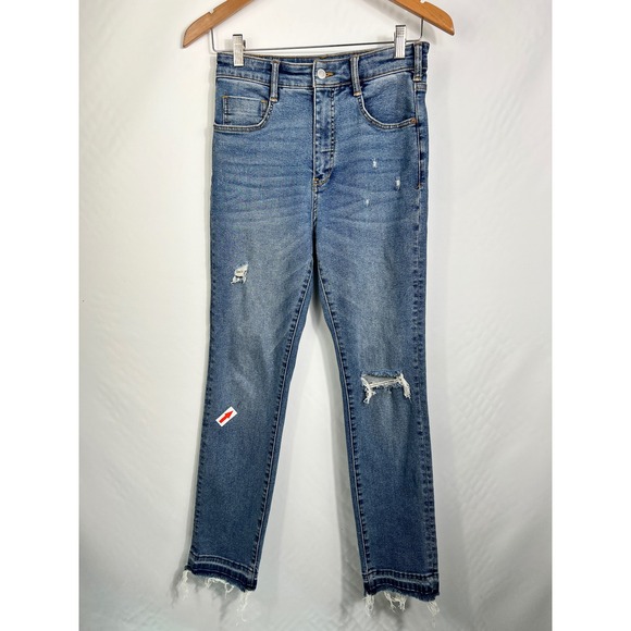 Pilcro and the Letterpress Denim - Pilcro and the Letterpress High Rise Cigarette Distressed Jeans Blue 27